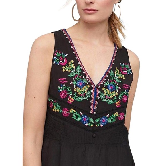 Anthropologie Tops - NWT | Maeve Anthropologie Black Embroidered Floral